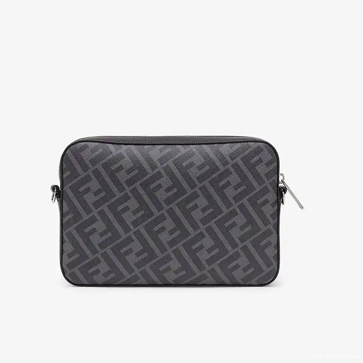 Cheap Fabric Black Compact In Motif Yellow FF Fendi Camera Case 0516